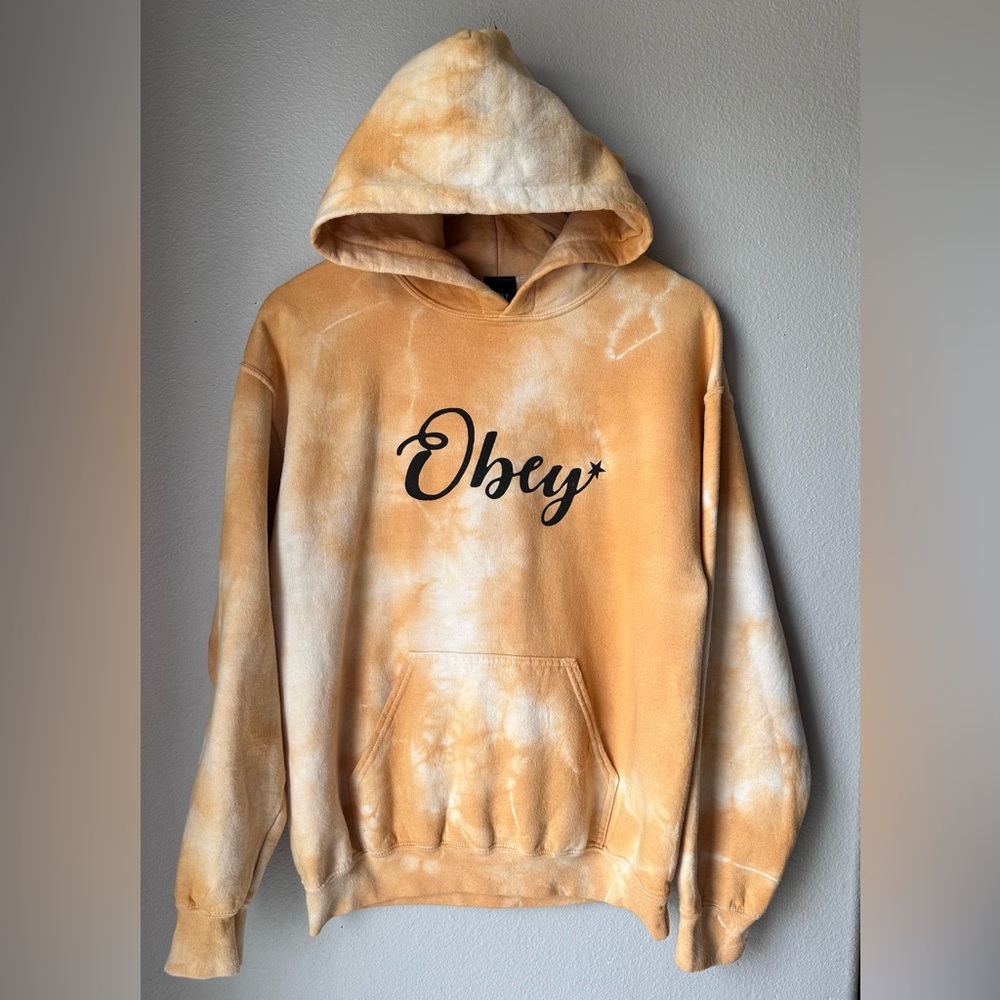 Obey Worldwide Starry Script Creamsicle Pullover Hoodie Sweatshirt Womens Size M